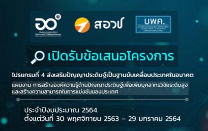 ประกาศรับข้อเสนอโครงการแผนงานการสร้างองค์ความรู้ด้านปัญญาประดิษฐ์เพื่อเพิ่มบุคลากรวิจัยระดับสูงและ สร้างความสามารถในการแข่งขันของประเทศ (โปรแกรมที่ 4)